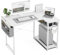 Acrolix Small L Shaped Desk 100x70 cm Corner Gaming Desk with Storage Bag, Computer Table Writing Workstation with Reversible Large Storage Shelves for Study Play Work Home Office, White
