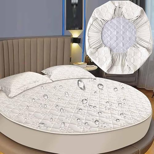 YWQJL Matratzenschoner Wasserdicht Matratzenauflage Wasserdicht Runder Matratzen Topper Spannbettlaken Boxspringbett Atmungsaktiv Mattress Protector(03,Diameter220cm)