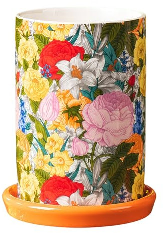 Dowbom Porte-ustensiles de cuisine pour comptoir, cuillère à fleurs, spatule, pot à ustensiles de cuisine (vert)