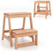 GYMAX Foldable Step Stool, 2-Tier Foot Stools for Adults and Kids, Portable Wooden Step Ladder Plants Stand for Kitchen Garden Bathroom, 150KG Weight Capacity
