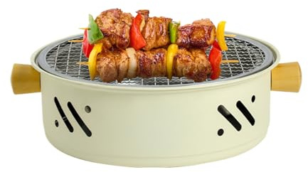 Electric Table Top Grill - Charcoal - Grill | Tabletop Grill in Korean Style of Korean Style for Camping Patios, Household Appliances with Adjustable Heat and A