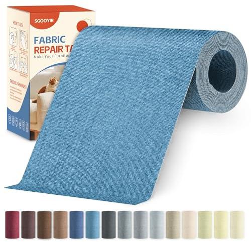 Flicken Selbstklebend Stoff, Stoffflicken Selbstklebend Textilklebeband | 10x200cm Blau Leinenstoff Patches Reparaturset Stoffklebeband für Möbel, Autositze, Kleidung, Stühle, Sofas