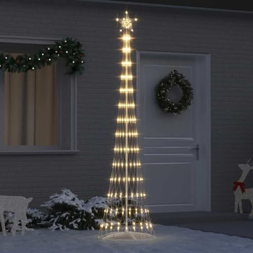 ACAGALA LED Weihnachtsbaum Aussen 250 cm 290 LEDs Kegelform Tannenbaum mit Sternspitze, Beleuchtete Tannenbaum Outdoor mit Ständer, Weihnachtsdeko Lichterbaum Warmweiß