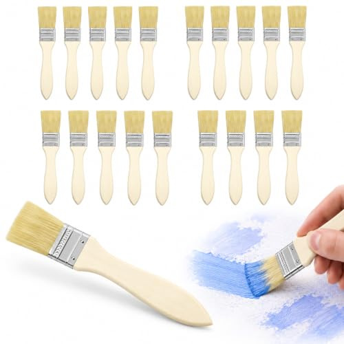 20 PCSPaint Brushes 3/4 inch – Professional Decorating Brushes for Walls, Furniture, Paint, Stains, Varnishes & Glues – Durable, No-Shed Bristles for DIY Projects, Home Renovation & Craft Detail Work
