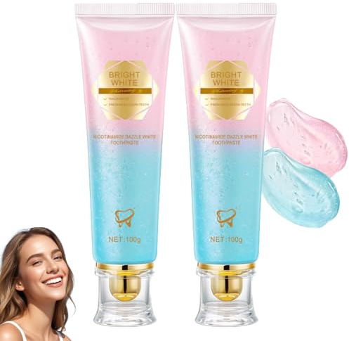 Niacinamid Whitening Zahnpasta 2 Stück,Aufhellende Zahnpasta für weiße Zähne,Zahncreme ohne Fluorid mit Niacinamide für gesunde Tooth & Zahnfleisch,entfernt Verfärbungen,frischen Atem,Zähne Aufhellen