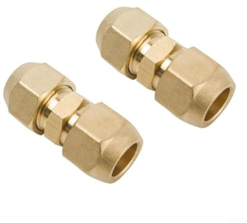 2 connettori a doppio capezzolo in ottone per tubi in rame, raccordo per aria condizionata 1/4 3/8 1/2 5/8 pollici, estensione rapida per falegname (15,88 mm)