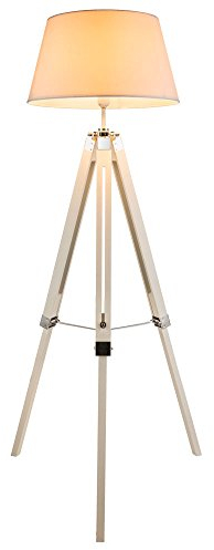 Globo Steh Leuchte Ess Zimmer Holz Beistell Decken Fluter Stoff Lampe höhenverstellbar 58292
