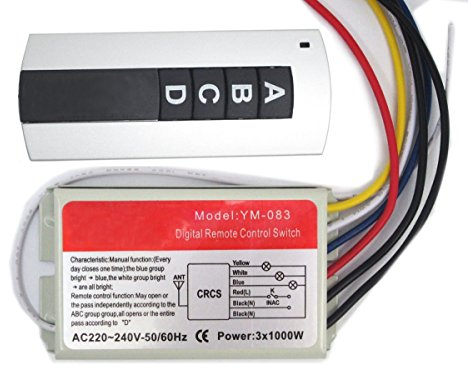 Namvo Interruptor inalámbrico de Pared y Control Remoto 220 de Tres vías, de Cuatro etapas Wireless Switch Interruptor de Control Remoto Digital