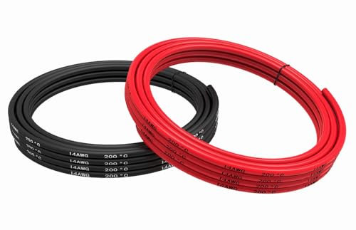 TUOFENG Cavo elettrico calibro 14, cavo in silicone 14 AWG 10 m [5 m nero e 5 m rosso] Cavo cavo hook up flessibile di filo in rame stagnato per aereo RC fai-da-te