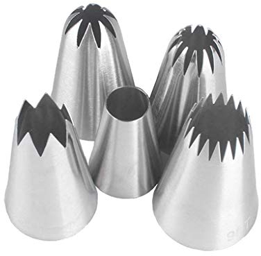 Pommee (1 Jeu de 5 Grand Douilles Pâtisserie en Acier Inoxydable DIY Kits Décoration de Gâteaux