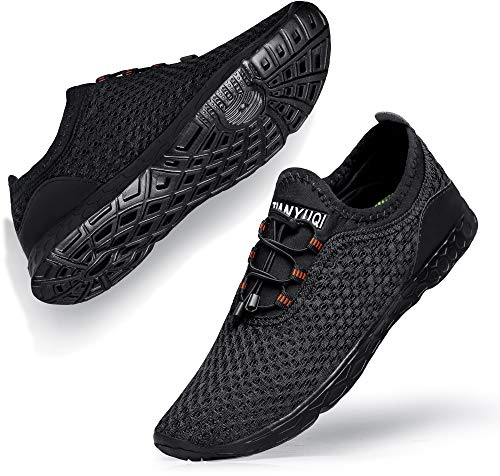 Ritiriko Herren Damen Wassersport Schuhe Barfuß Schnell Trocknend Aqua Socken für Schwimmen Strand Pool Surfen Yoga, 42 EU, Schwarz