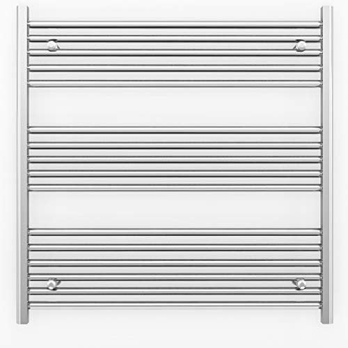 800mm Wide Flat Chrome Heated Towel Rail Radiator Designer Bathroom Radiator For Central Heating Designer (Elissa 800 / 900mm High)