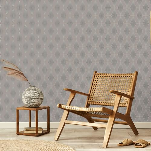 Super fresco Glitter Diamond Geo Taupe Rose Gold Wallpaper