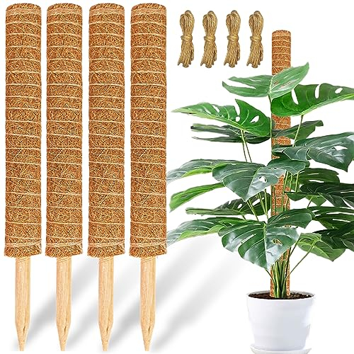 JJGoo Moosstange, 43,2 cm Kokosfaser, Totemstangen ausziehbar auf 135 cm, Pflanzenstützstab für Zimmerpflanzen, Kletterpflanzen, Monstera, Sphagnum, Pothos