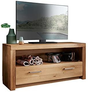 möbelando TV-Board WZ-0169 aus Wildeiche in Natur geölt mit Einer Schublade. Abmessungen (BxHxT) 117,7x56x40 cm
