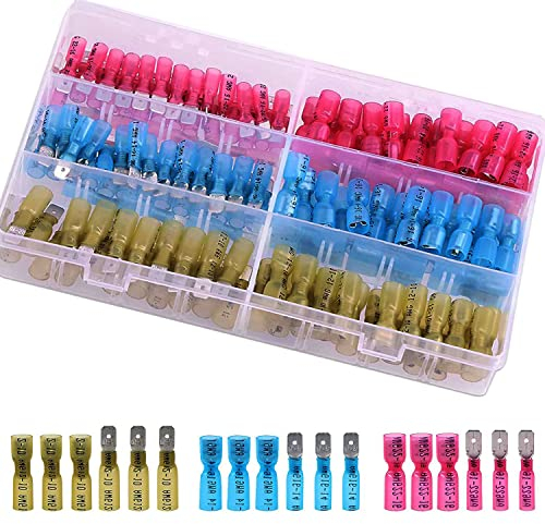 RUNCCI-YUN 150 PCS kabelverbinder 22-10 AWG Kabelschuhe Flachstecker isolierte kabelschuhe Stoßverbinder schrumpfverbinder Stoßverbinder Kit for auto & Marine