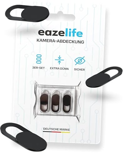 3er Set | Webcam Abdeckung | 0.75mm extra dünn | selbstklebend | Slider Kamera Abdeckung | Privatsphärenschutz für Computer, Laptop, Tablet, Smartphone | Webcam Cover für Mac, MacBook, iPad etc.