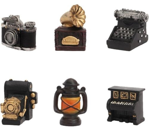 Set di 6 Mini Mobili retrò, Ornamenti per Elettrodomestici in Miniatura Vintage, Modelli di Mobili Minuscoli per Decorazione del Giardino delle Fate della Mini Casa dei Giochi
