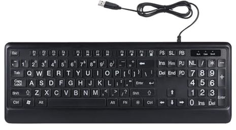 Hrtyvhin Teclado de computadora de impresión grande, iluminación ajustable para PC, retroiluminación ajustable
