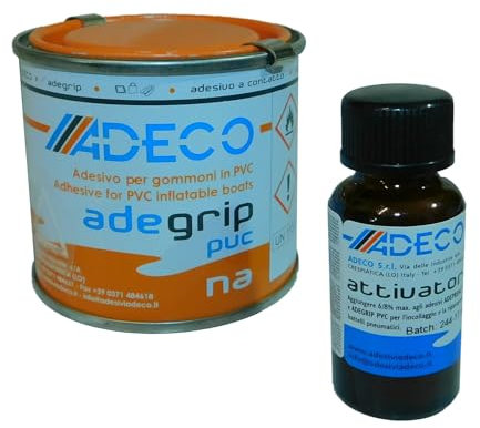 SAWESTO ADECO Colle de réparation PVC/vinyle adegrip | 125 g de colle + 10 g de durcisseur | Kit de colle pour bateau pneumatique pour réparer et coller | Colle de réparation liquide 2K étanche et