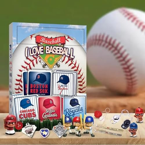 2025 Baseball Adventskalender Teen Jungen Männer, 24 Tage Baseball Acryl Set Weihnachten Countdown Adventskalender für Baseballspieler, Xmas Party Decors Geschenke für Ehemann Freunde (1 Stück)