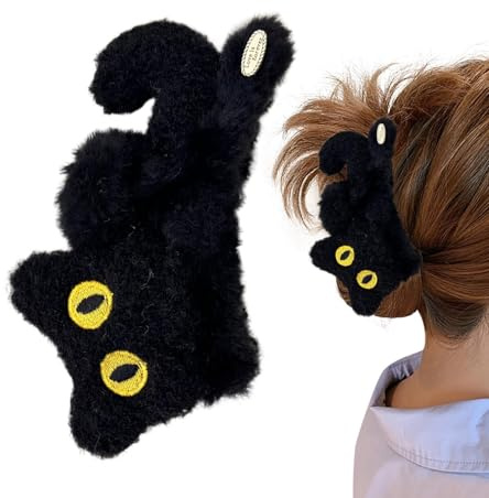 Katze Haarspange, Niedliche Katze Haarklammer Clips, Rutschfeste Plüsch Haarklammer Pelzige Katze Haarklammer Plüsch Haarnadel für Dickes Haar Cartoon Haarnadel für Katzen Plüsch Haarklammer Dicke