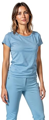 ALPIN LOACKER Merino Shirt Damen Kurzarm und Poloshirt I atmungsaktives Funktionsshirt schnelltrocknend für Sport und Wandern I Merinowolle Tshirt und Thermooberteil, Hellblau M