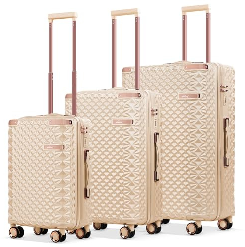 HOMELUX Koffer Set 3er Hartschale (M/L/XL) ABS, Beige & Roségold