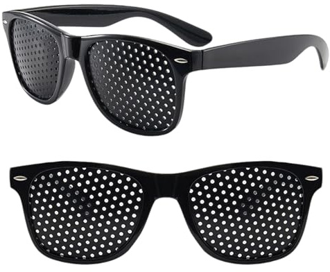 EMTPJAL 2Pcs Pinhole Glasses, Anti-fatigue Grid With Foldable Temples Pin Hole Glasses Unisex for Eye Training Entspannung Improving Vision and Relaxation Eyesight Strengthen Children Adult Use