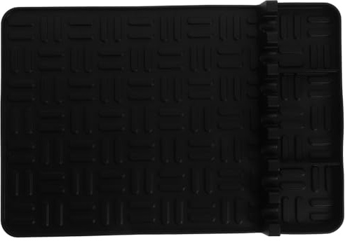 Angoily Silikon Grillunterlage Seitenablagematte für Grillbesteck Ablagefach Schwarz Outdoor Grillzubehör Hitzebeständig und Abwaschbar Vielseitig für Terrasse und Küche