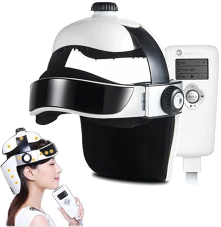 Elektrischer Kopf- und Kopfhautmassagehelm – 5-in-1-Luftdruck, Wärme, Vibration, Punktmassage und Musiktherapie for Tiefenstress, Migränelinderung und Entspannung