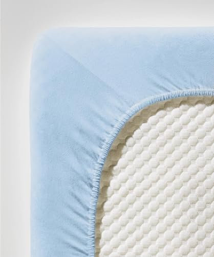 fleuresse Comfort Spannbettlaken (96 % Baumwolle, 4 % Elasthan), mit Rumdumgummizug, Ökotex Standard 100, für Matratzen bis 26 cm Höhe, 140 - 160 x 200 - 220 cm, bleu
