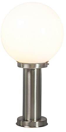 Qazqa - Moderne Außenlaterne Stahl I Silber I nickel matt Edelstahl I nickel matt 50 cm - Sfera I Außenbeleuchtung - Edelstahl Länglich - LED geeignet E27