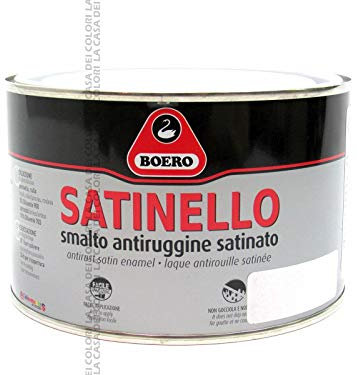 SATINELLO BOERO SMALTO LT. 0,375 NERO OPACO ANTIRUGGINE ALCHIDICO TIXOTROPICO SATINATO, IDEALE X FERRO, IDONEO SU LEGNO.