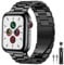 PUGO TOP Strap Compatible With Apple Watch Ultra 2/Ultra 49mm Series 9/8/7/6/SE/5/4/3/2/1, Stainless Steel Metal Replacement Band with Folding Clasp for Apple Watch 42mm/44mm/45mm/49mm- Black
