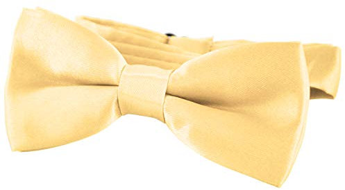 DonDon Edle Kinder Fliege gebunden und längenverstellbar 9 x 4,5 cm gold glänzend in Seiden Look