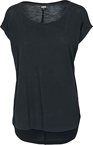 Urban Classics Damen T-Shirt Long Back Shaped Slub Tee, Gr. Small, Schwarz (Black 7)