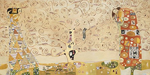 time4art Gustav Klimt Print Canvas Bild Baum des Lebens Stoclet Fries Jugendstil auf Keilrahmen Leinwand Verschiedene Größen (120x60cm)