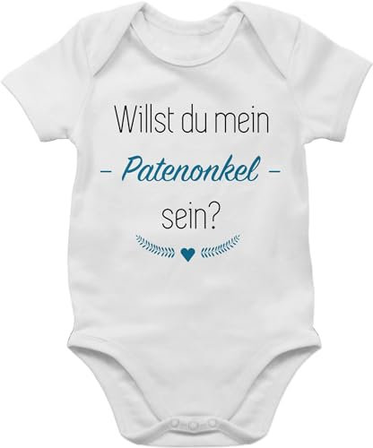 Baby Body Junge Mädchen - Willst du mein Patenonkel sein? Herz - 6/12 Monate - Weiß - werden für paten onkel taufpate strampler möchtest geschenk taufpaten fragen babysachen sein babybody frage