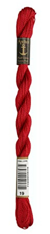 Anchor Pearl Thread, Embroidery Thread, Cotton, 00019 Kaminrot, kaminrot