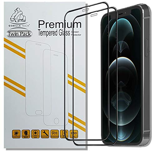 Gorilla Tech Premium Twin Pack Apple iPhone 12 Mini Full Tempered Glass Screen Protector Invisible Shield Crystal Clear HD Quality Aluminium Alloy Edge to Edge Full Screen Cover Protection 9H 5.4
