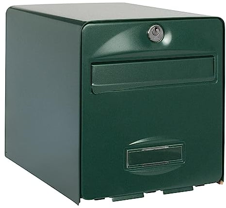 BURG-WÄCHTER Boîte aux Lettres Agréée La Poste, 1 Porte, 508 VE BALthazar, Vert, en Acier Galvanisé, Avec Porte à Ouverture Totale et Stop-Courrier (Porte bloquée à 120°)