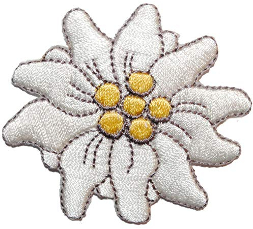 alles-meine.de GmbH Bügelbild - Blume Edelweiß - 6,2 cm * 5,5 cm - Aufnäher Applikation Blumen Bayern Tracht Edelweiss Alpen Trachten/Blüte