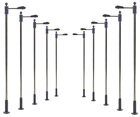 Evemodel LQS09W 10 STK. Peitschenlampen LED 82mm Spur H0 Straßenlampen Flexible Höhe 3v 12v NEU