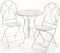 Kobolo Metalltischset Gartentischset Tisch und Zwei Stühle aus Metall in der Farbe weiß