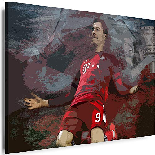 Myartstyle - Bilder R.Lewandowski FC Fußball 60 x 40 cm Leinwandbilder Xxl - 1 Teilige Wandbilder Kunstdrucke w-a-2045-7