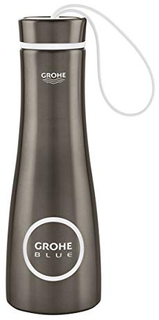 GROHE Blue | Thermo-Trinkflasche - Trinkflasche aus Edelstahl, doppelwandig, Deckel mit Schlaufe, 450 ml | hard graphite gebürstet | 40848AL0