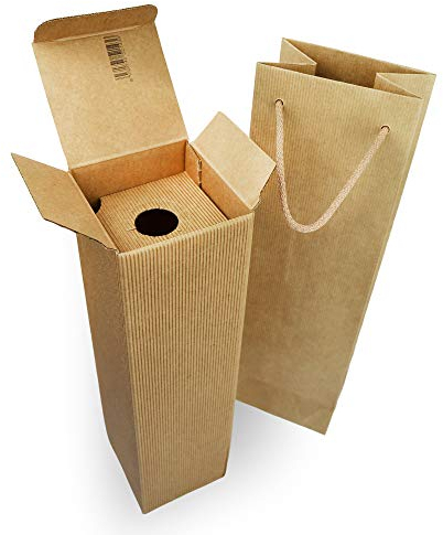 Dos Esse S.N.C. di SABATINI ALDO & C. 10 unidades portavasos de cartón rígido marrón 35 x 9,5 x 9,5 cm + 10 sobres portavasos marrón claro