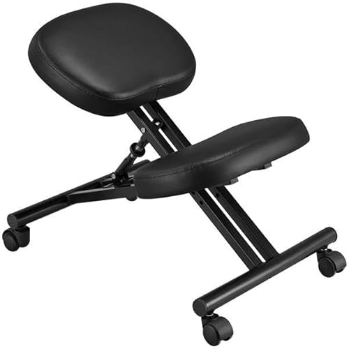 Yaheetech Kneeling Chair Ergonomic Posture Chair for Office Home Standing Work Desk Stool Adjustable Office Chair with Thick Cushion Pad & Flexible Seating Rolling Casters