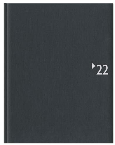 Wochenbuch anthrazit 2022 - Bürokalender 21x26,5 cm - 1 Woche auf 2 Seiten - mit Registerschnitt und Fadensiegelung - Notizbuch - 739-2621